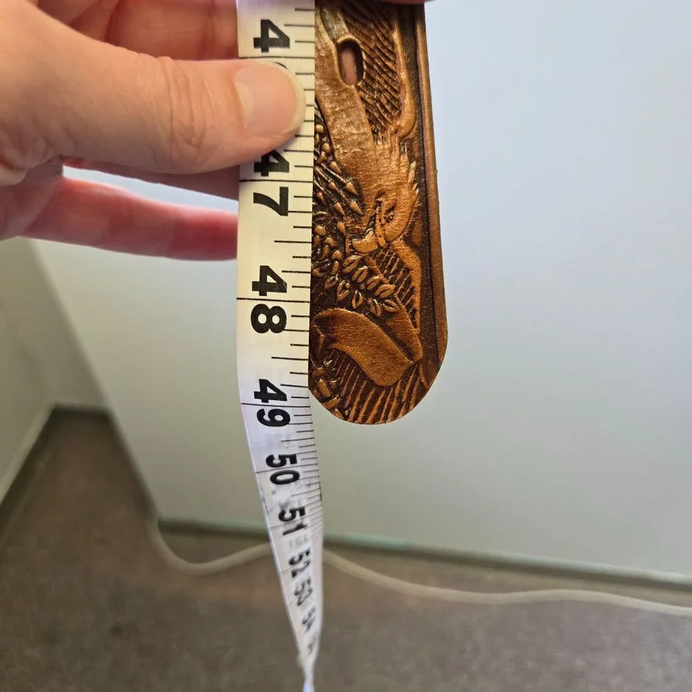 Western Tooled Leather Belt W/ Eagle Design 44